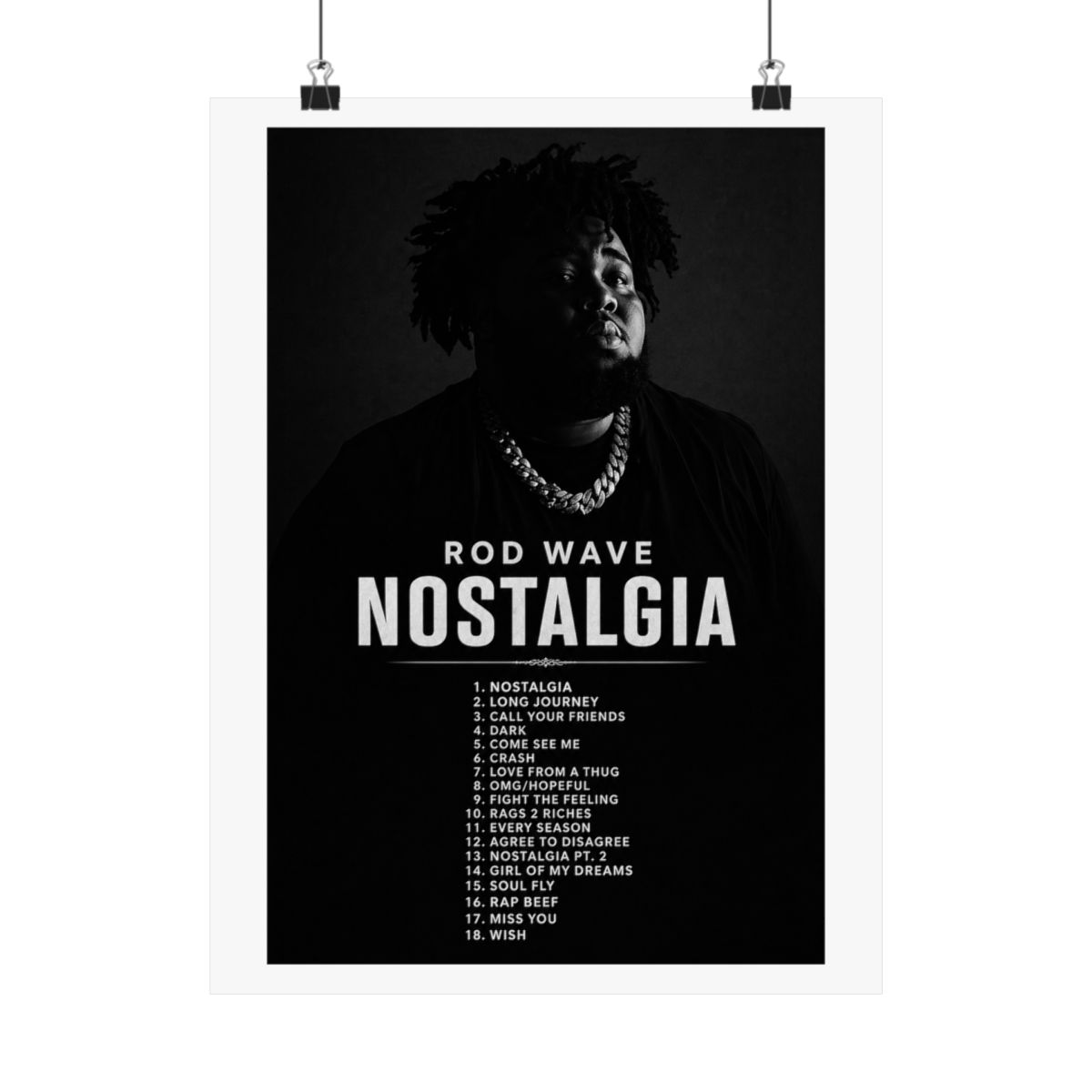 BIARA Rod Wave Poster Nostalgia Album Cover Poster Posters for Room Aesthetic Posters Wall Art Bedroom Decor 08x12inch(20x30cm) - alternate angle 2, merchandise